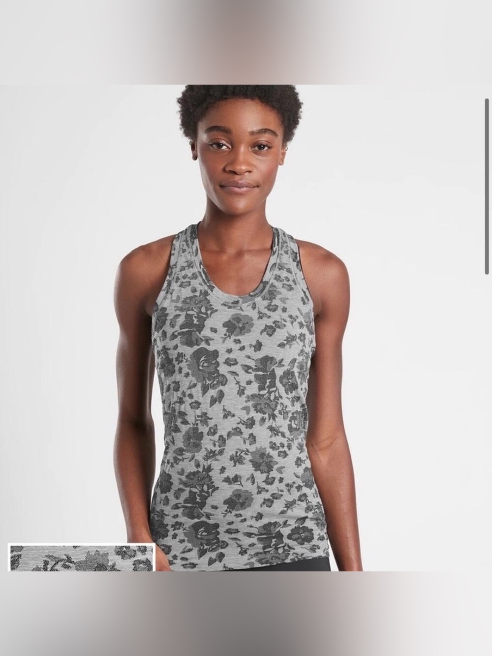Athleta Women's Momentum Racerback Floral Spacedye Grey Tank XS